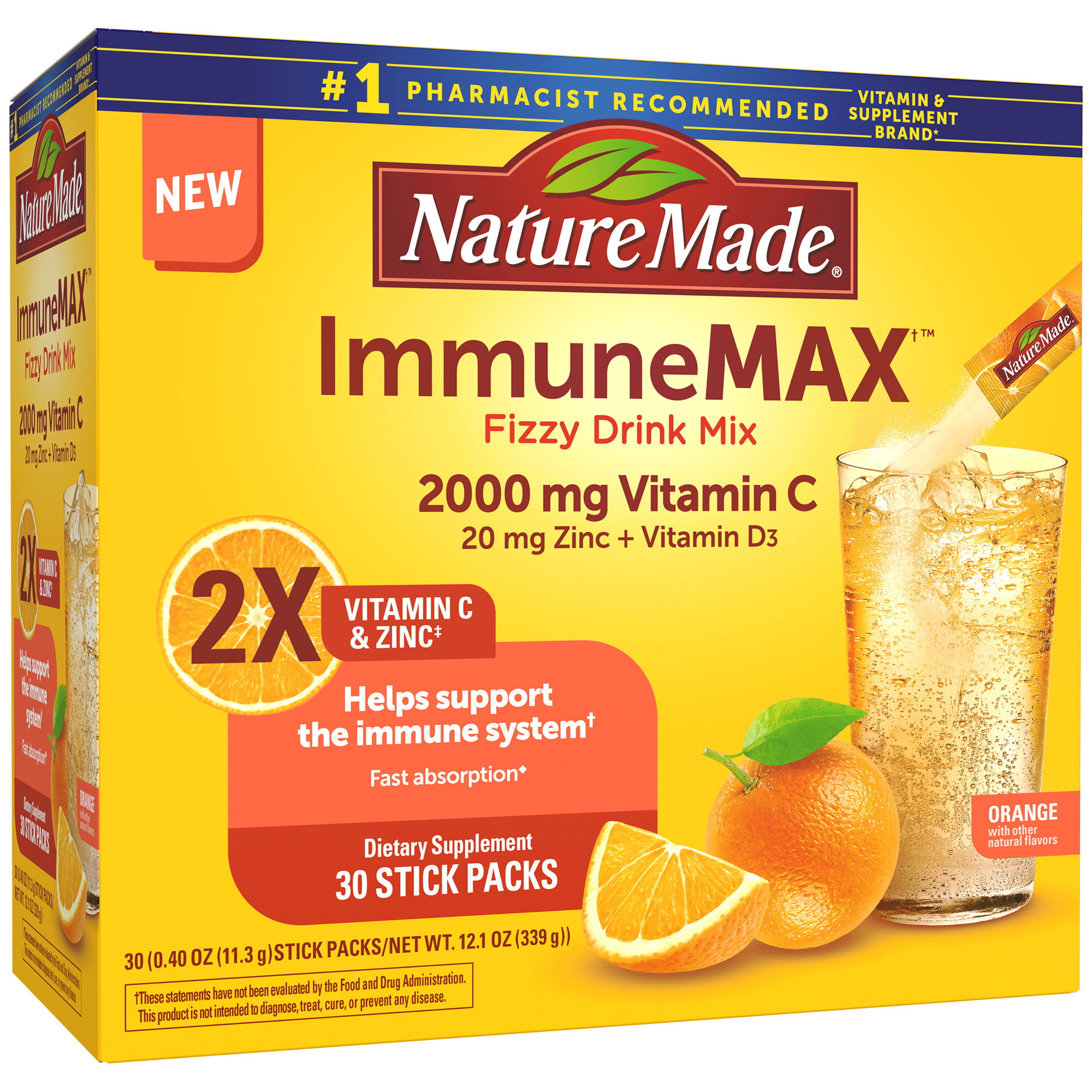 Nature Made ImmuneMAX Fizzy Drink Mix, with Vitamin C, Vitamin D, and ...