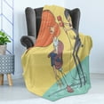 thumbnail image 4 of Hair Salon Soft Flannel Fleece Throw Blanket, Funny Cartoon Illustration of Day in Beauty Salon Hairdresser with Blow Dryer, Cozy Plush for Indoor and Outdoor Use, 70" x 90", Multicolor, by Ambesonne, 4 of 5