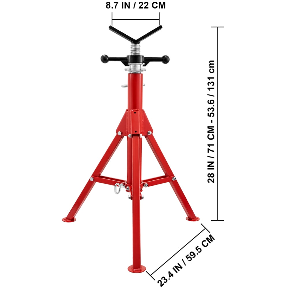 V Head Pipe Stand 1/8"-12" Capacity,Adjustable Height 28"-52,Pipe Jack Stands 2500 lb. Load Capacity,Portable Folding Pipe Stands, Carbon Steel Body More Durable