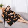 thumbnail image 5 of Oversized Wearable Blanket Hoodie,Black Halloween Pumpkin Faces Sherpa Blanket Hoodie with Super Pockets,Super Warm Fuzzy Pullover for Women & Men, 5 of 6