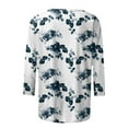 thumbnail image 5 of Women Summer Tops Womens Dressy Tops 3/ 4 Length Sleeve Summer Crew Neck Tshirts Flower Printing Loose Casual Blouses Fashion Flannels Women Boyfriend Style Womens Athletic Shirts Long Black M, 5 of 5
