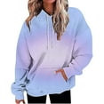 thumbnail image 3 of Women's 2025 Fall Trendy Gradient Color Drawstring Hoodies, Soft Breathable Oversized Y2K Pullover Sweatshirts with Casual Loose Fit for Layering, Cooler Weather and Daily Casual Wear Purple L, 3 of 6