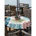 thumbnail image 2 of Outdoor Tablecloths with Umbrella Hole & Zipper, Turquoise Green Palm Leaves Round Tablecloth 54 Inch, Tropical Botanical Summer Waterproof Table Cloth, Patio/Pool/Picnic Table Covers, 2 of 8