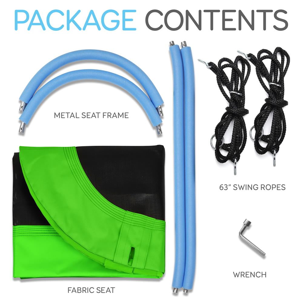 SereneLife Alloy Steel Outdoor Spinner Saucer Hanging Tree Swing Oval Shape W/ Rope Straps, (Green)