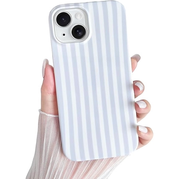 1997 for iPhone 13 Case Cute Striped Phone Case Soft TPU Slim Shockproof Phone Cover for Women Girls, Blue and White