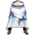 thumbnail image 2 of JSTEL Funny Shark Watercolor Waterproof Barber Cape for Men Women Beard Shaving Bib Apron Professional Hair Cutting Cloth, 65 x 55 inch, 2 of 6