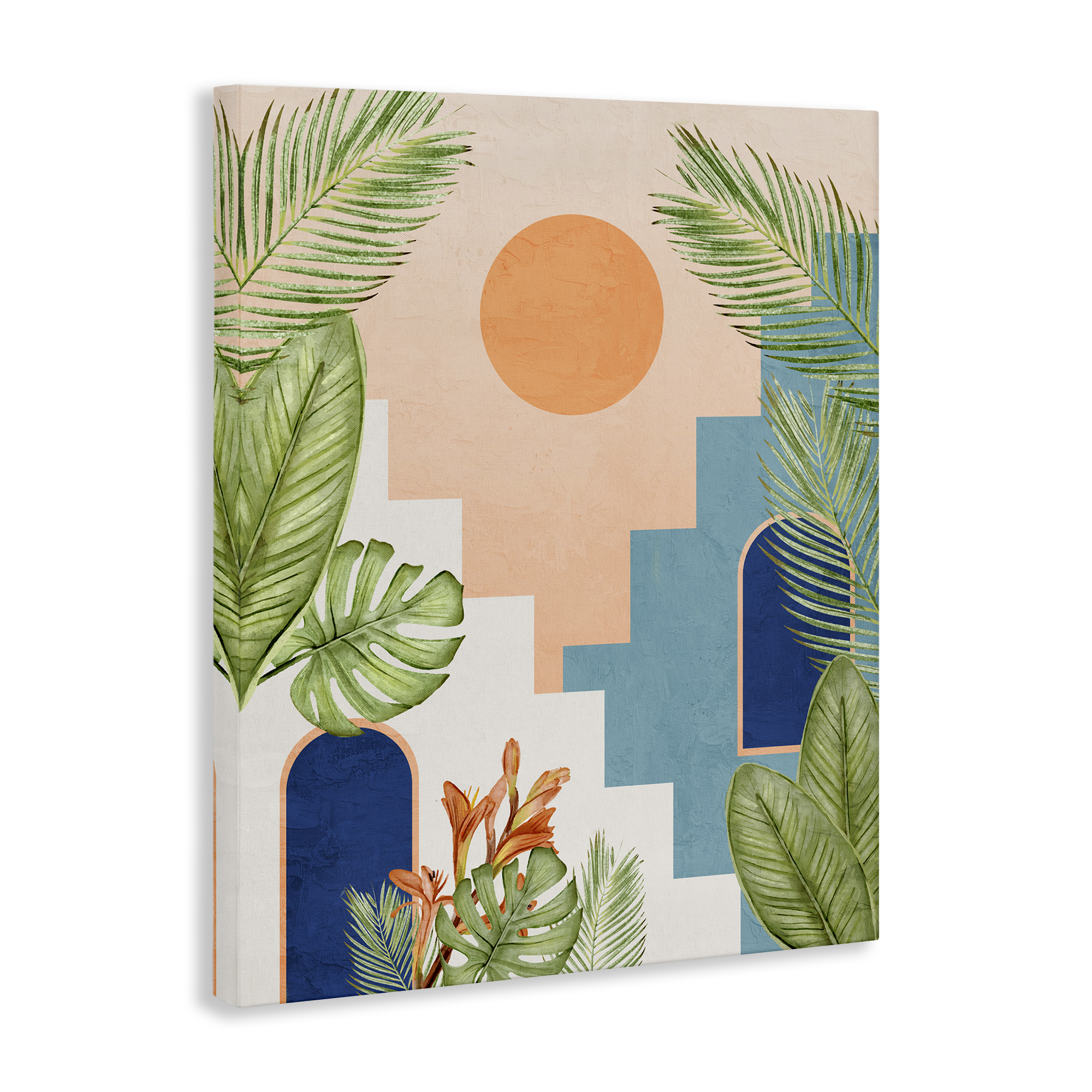 Stupell Industries Desert City with Palms Scenery Painting Gallery Wrapped Canvas Art Print Wall Art, 16 x 20