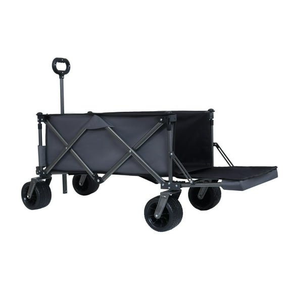 Garden Carts Collapsible Folding Wagon 300L,49" Extra Long Collapsible Wagon with Tailgate, All-Terrain 7"x 4" Big Wheels,Beach Wagon Cart Heavy Duty 400LBs Foldable Foldable Beach Wagon for Garden S
