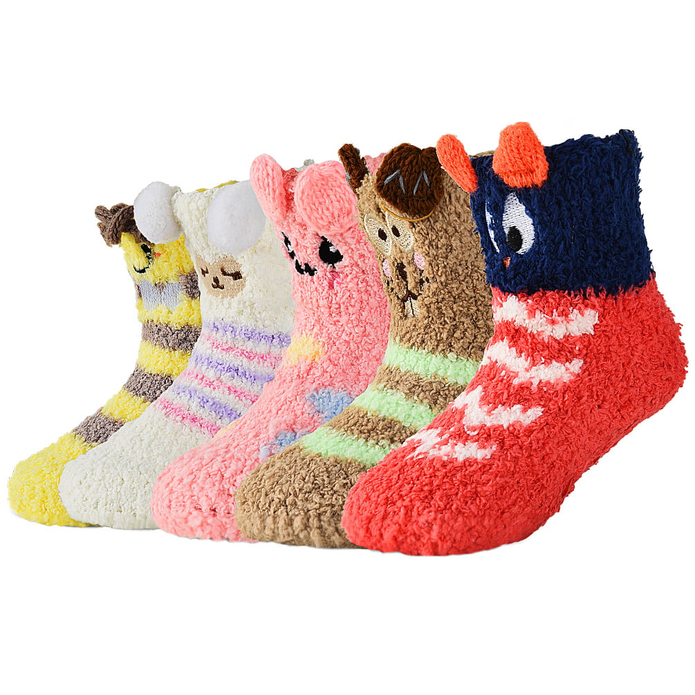 1/3/5Pairs Women Solid Winter Thick Warm Fleece Lined Thermal Stretchy Socks Fit 