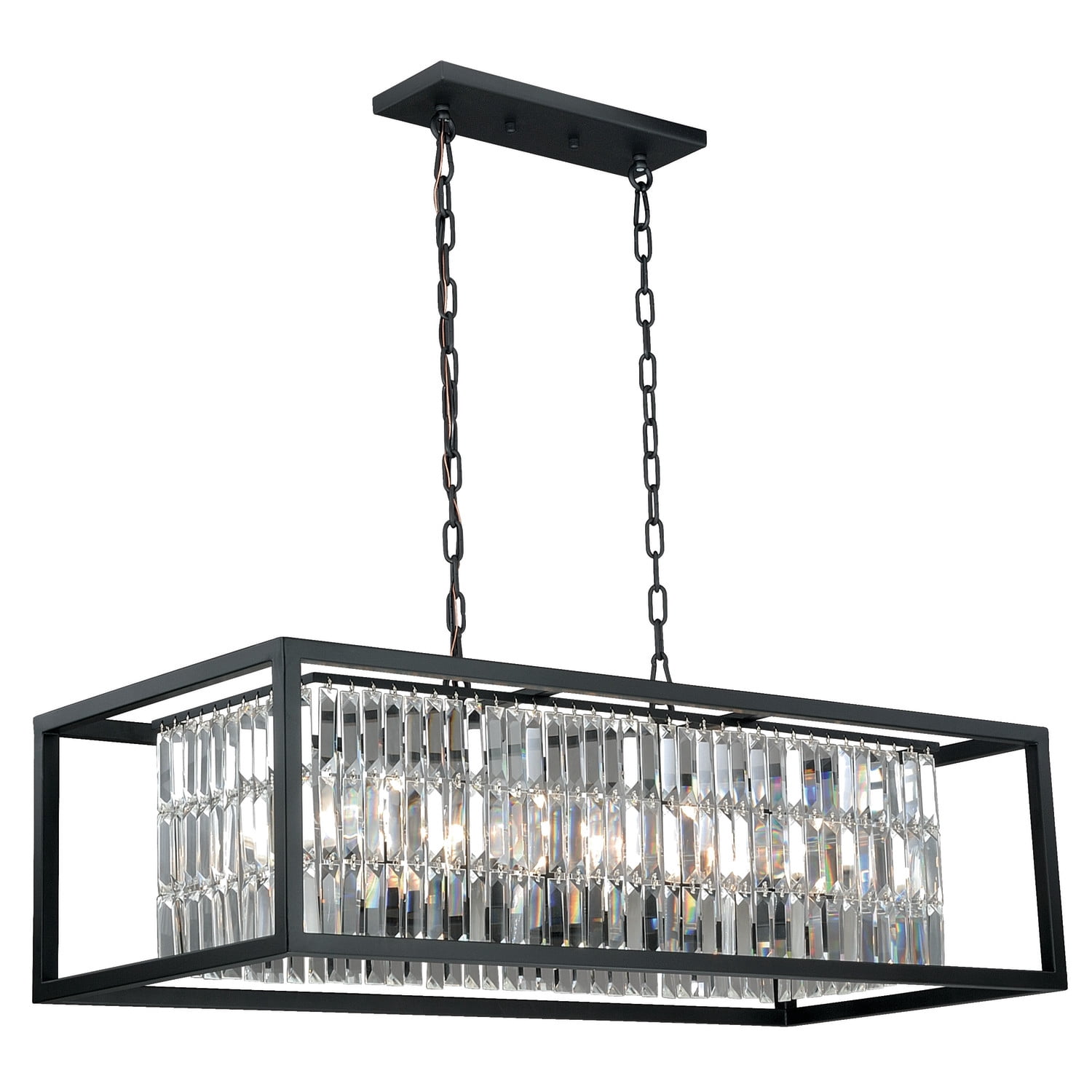 Catana 8L Crystal and Bronze Linear Chandelier Island Pendant Light Fixture
