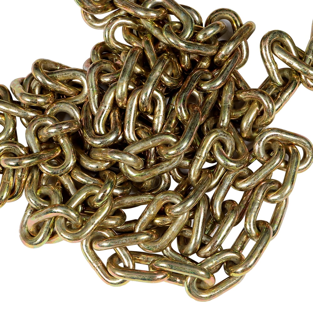 Waltyotur 2 G70 5/16''x10' Transport Tow Chain J Hook Long Shank w/ Grab Hook