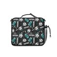 thumbnail image 3 of Football and Rugby Black Pattern Bento School Insulated Lunch Bag Box with Shoulder Strap and Bottle Holder, 11" X 9.5" X 3.5", 3 of 5