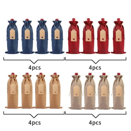 TUOBARR Linen Wine Bottle Bag Set Wine Bottle Set Linen Tag Red Wine Packaging Bag