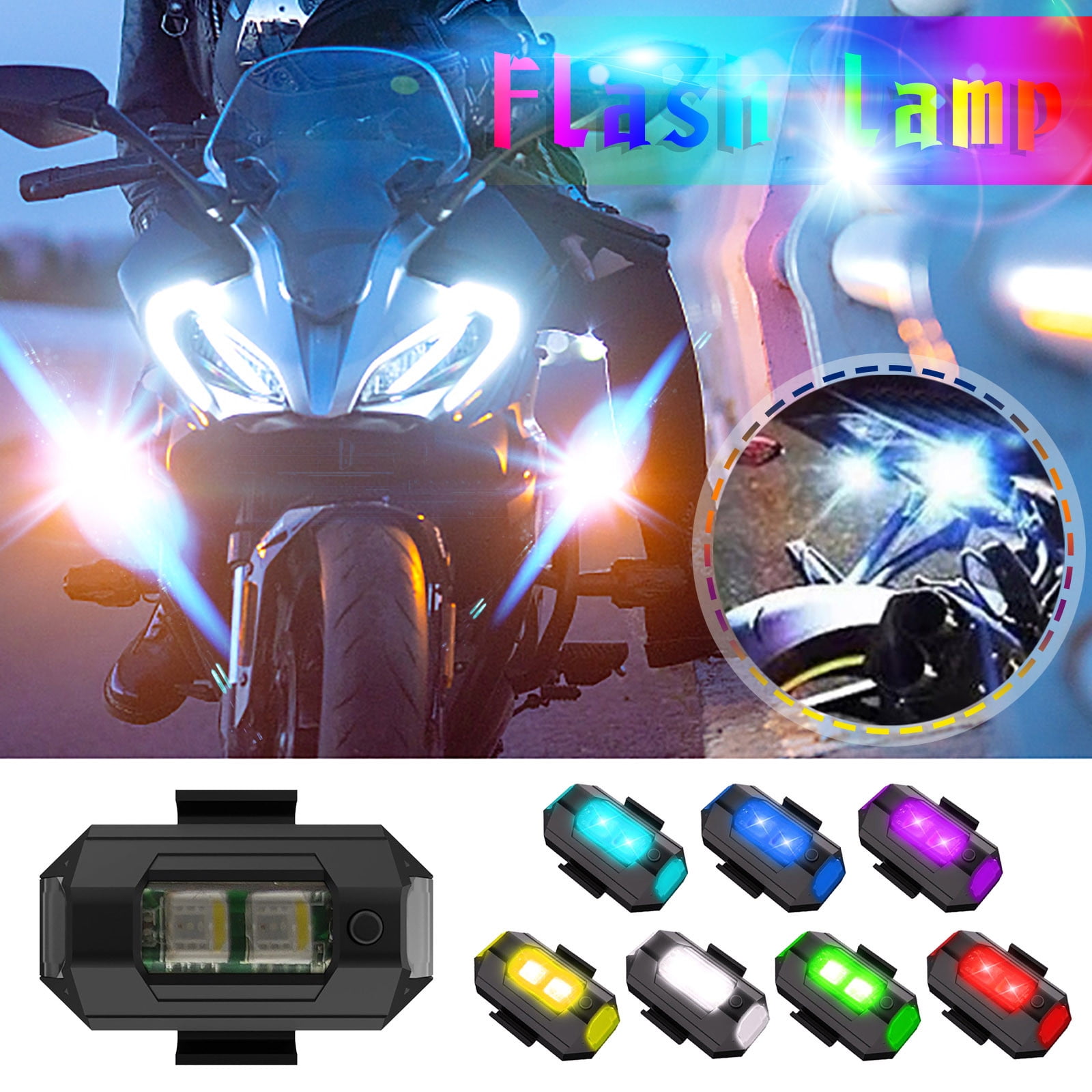 White Yolu 2Pcs Universal Motorcycle LED Work Light Bar Lamp Super Bright Waterproof Strobe Driving Light Fog Light Red and Colorful Four Colors Blue 1Pcs ON/Off Button Switch 