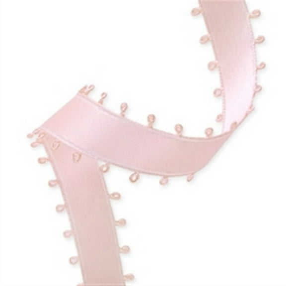 3/8" Double Face Satin Picot Ribbon Feather Edge 50 Yds - Light Pink