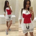 thumbnail image 1 of Vestido estampado de verano para mujer Mini vestido de noche de cóctel informal L Blanco Likrtyny Para estrenar, 1 of 6