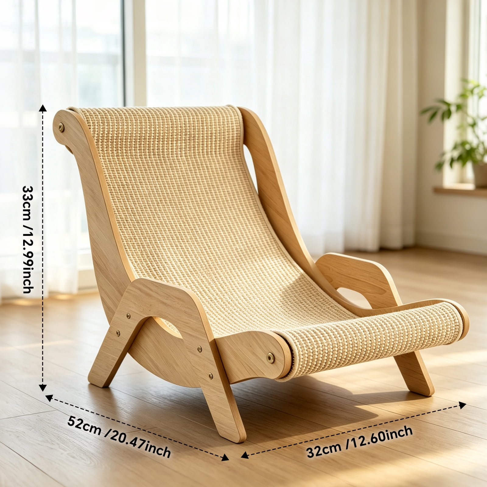 Cat Scratcher Bed, Extra Large Indoor Sisal Cat Couch Lounger, Solid Wood Cat Scratching Chair Furniture Protector for Large Cats