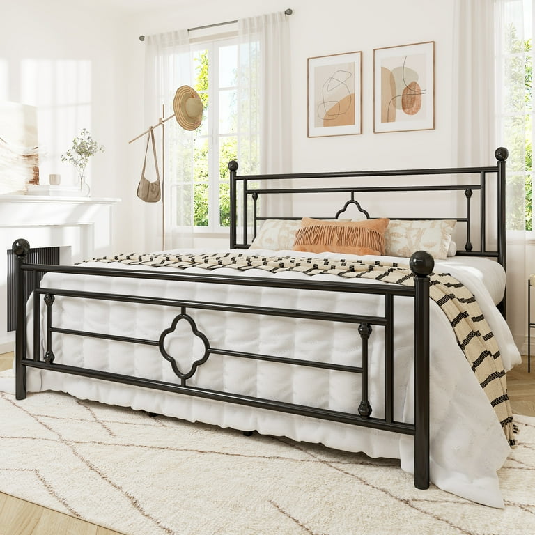 Allewie King Size Metal Platform Bed Frame with Victorian Allewie King Size Metal Platform Bed Frame with Victorian