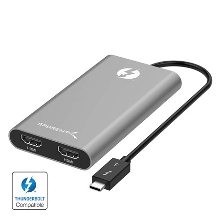 Sabrent Thunderbolt 3 to Dual HDMI Adapter [Supports Up to Two 4K 60Hz