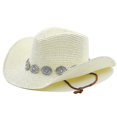 thumbnail image 1 of Nuevo verano hombres mujeres paja hueco W Ern sombrero de vaquero elegante se?ora Punk ZefeiWu 8390606916037, 1 of 1