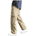 thumbnail image 5 of Dagegui Cargo Pant for Men Drawstring Elastic Waist Jogger Pant Straight-Leg Ankle Length Athletic Pant with Pockets Khaki S, 5 of 5