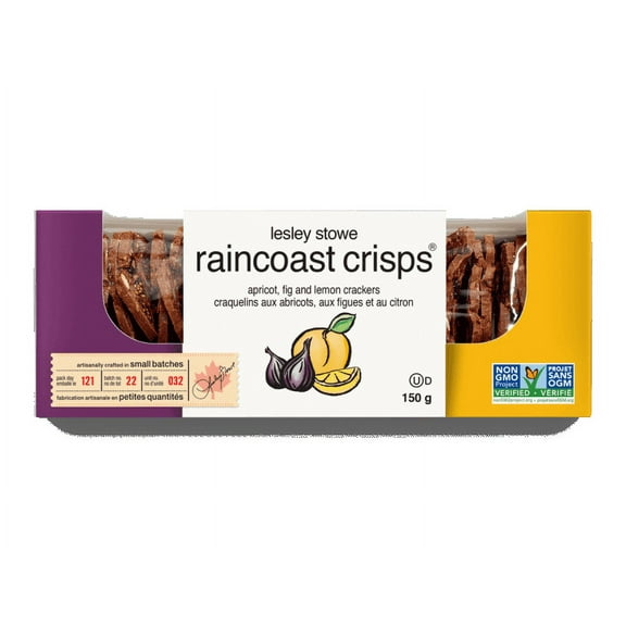 (Pack of 12), Lesley Stowe Raincoast Crisps Apricot, Fig & Lemon Crackers, 5.3 oz