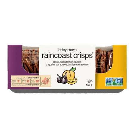 (Pack of 12), Lesley Stowe Raincoast Crisps Apricot, Fig & Lemon Crackers, 5.3 oz