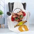 thumbnail image 4 of Dog Driver Soft Flannel Fleece Throw Blanket, Funny Puppy Riding a Motorbike with Heart Shapes Glasses and Headphones Humor, Cozy Plush for Indoor and Outdoor Use, 60" x 80", Multicolor, by Ambesonne, 4 of 5