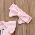 thumbnail image 4 of Kiapeise Baby Girl Flying Sleeve Letters Romper Jumpsuit + Bow Headband, 4 of 7