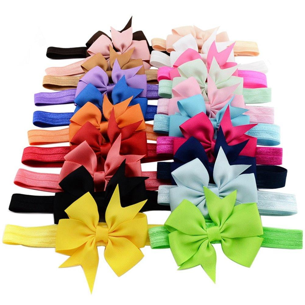 Cmidy 20pcs/lot 3 Inch Cute Kids Baby Girls Headband Toddler Infant Chiffon Bowknot Headbands