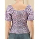 thumbnail image 5 of Tops Florales Estilo Campesino Con Mangas Abullonadas Y Cuello En Forma De Corazón De Pradera Para Mujer Púrpura XS, 5 of 6