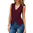 thumbnail image 2 of tasrioml Women's Dressy Suit Vest V-Neck Button Down Blazer Waistcoat Sleeveless Crop Top Slim Fit Work Office Outfit, 2 of 8