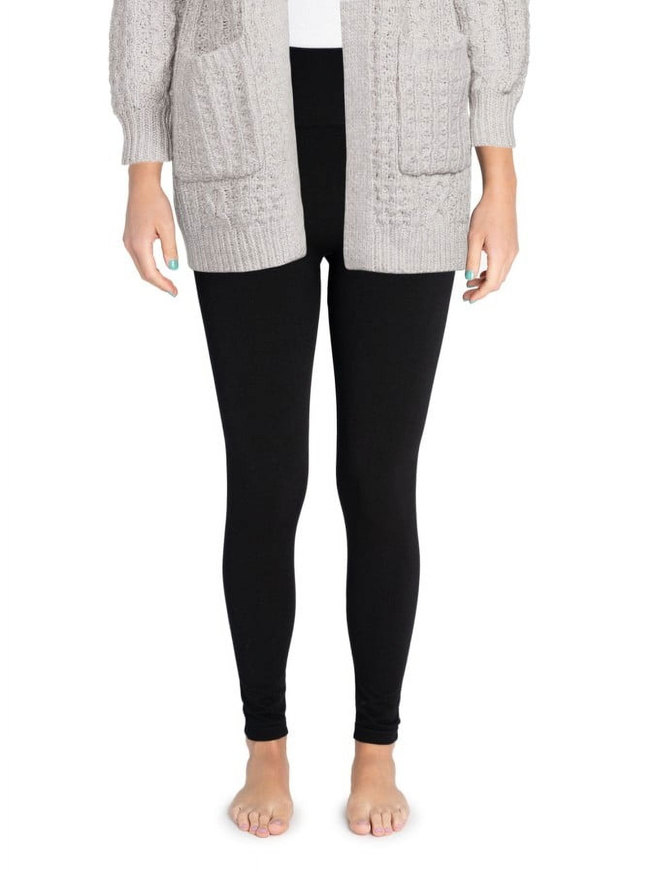 Womens Terry Lined Leggings, Black Terry, Small/Medium - image 3
