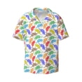 thumbnail image 2 of Lsque Colored Armadillos print Men's Cuban Collar Short Sleeve Shirt Summer Beachwear Casual Button Down Fashionable Vacation Leisure Shirt-Medium, 2 of 7