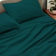 thumbnail image 4 of 800 Thread Count 100% Egyptian Extra Long Staple Cotton Sheet Set, 4 Pc Set, Sateen Weave, Hotel Collection Soft Luxury Bedding, Fits Upto 15" Inch Deep Pocket (Teal Solid, California King Size), 4 of 8
