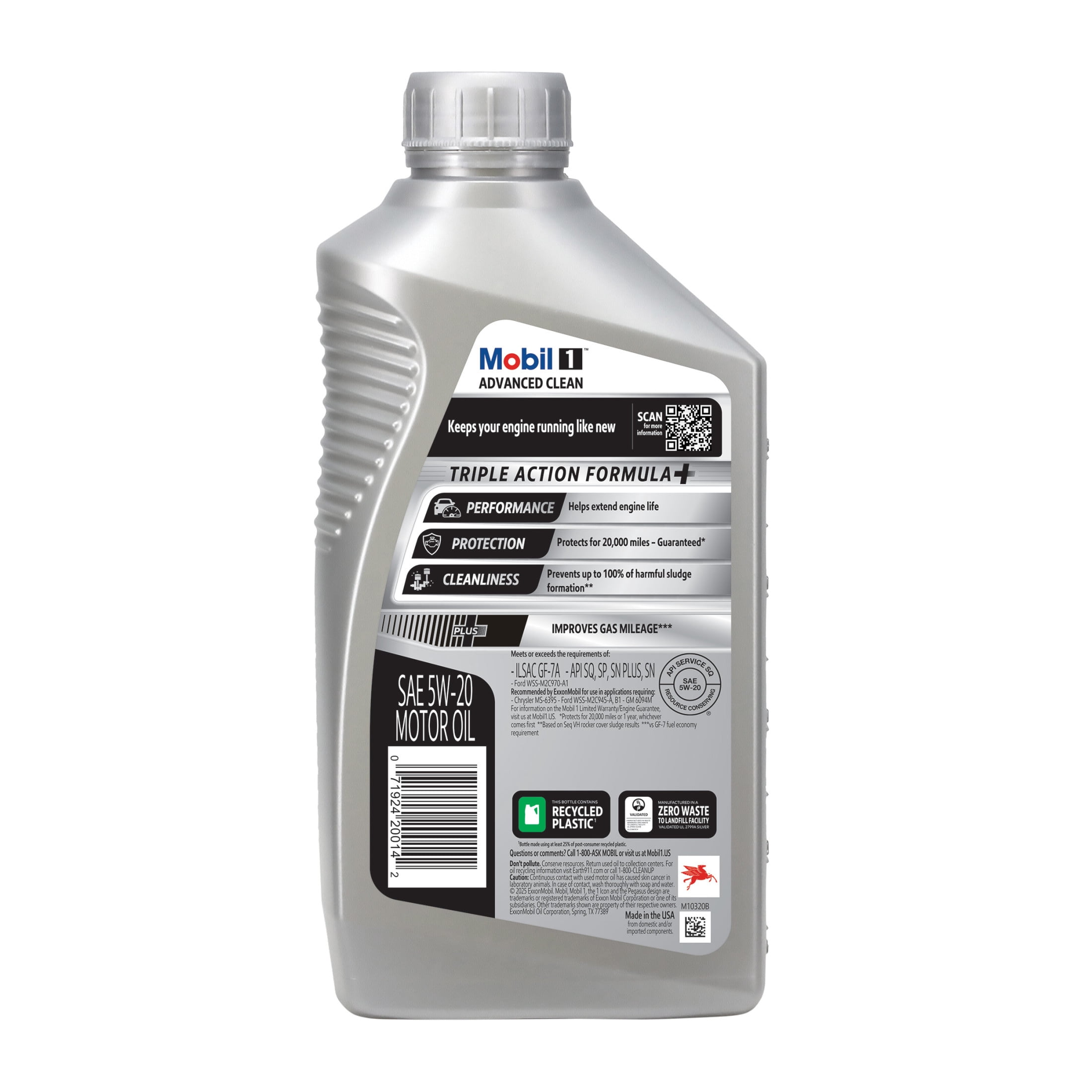 Mobil 1 Advanced Clean Full Synthetic Motor Oil 5W-20, 1 Quart