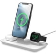 thumbnail image 3 of mophie 3-in-1 Magsafe Wireless Charging Stand for Apple iPhone AirPods/AirPods Pro & Watch 15W Super-Fast Charging Stylish Gloss Finish - White (MagSafe charger not included), 3 of 8