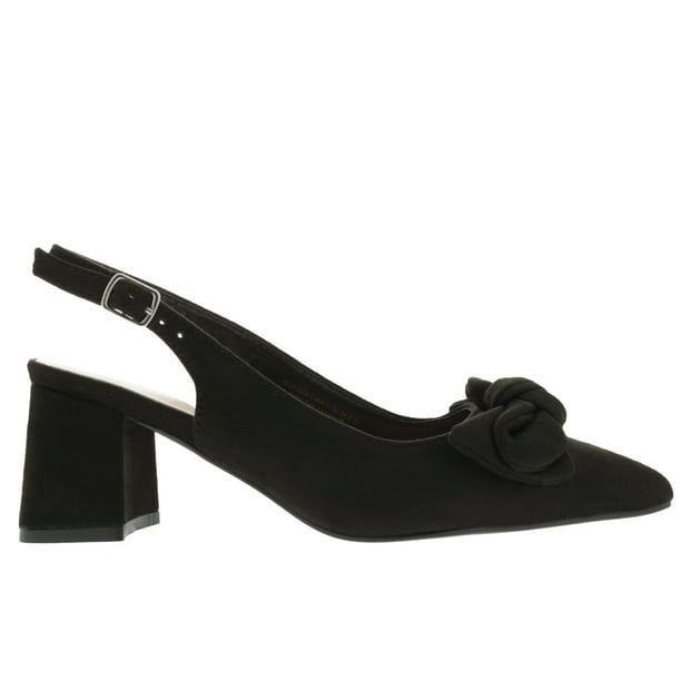Zapatillas color negro con moño y tacón cuadrado 24 Dorothy Gaynor Zapatillas color negro con moño y tacón cuadrado 24