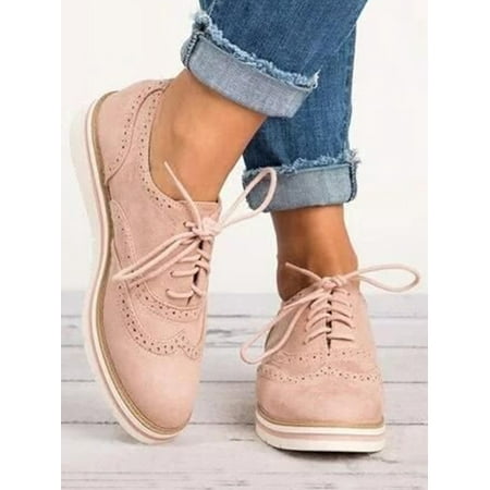 

Audeban Womens Casual Pumps Walking Trainers Smart Work Lace Up Flats Shoes