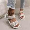 thumbnail image 2 of Womens Sandals Wedge Breathable Open Toe Summer Women's Trendy Solid Color Ankle Strap Women Footwear Comfortable Walking Beach Sandals for Women Beige 6, 2 of 9