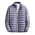 thumbnail image 2 of Men Cotton Coat Stand Collar Long Sleeve Zipper Closure Lightweight Jacket with Side Pockets Down Cotton Quilted Outwear, 2 of 8