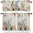 thumbnail image 2 of 3 Piece Kitchen Curtains Tiers and Valances Set, Hello Spring Gnome Colorful Flower Tulip Vintage Watercolor Floral Bird Short Rod Pocket Window Curtain for Bedroom, Bathroom, 2 of 6