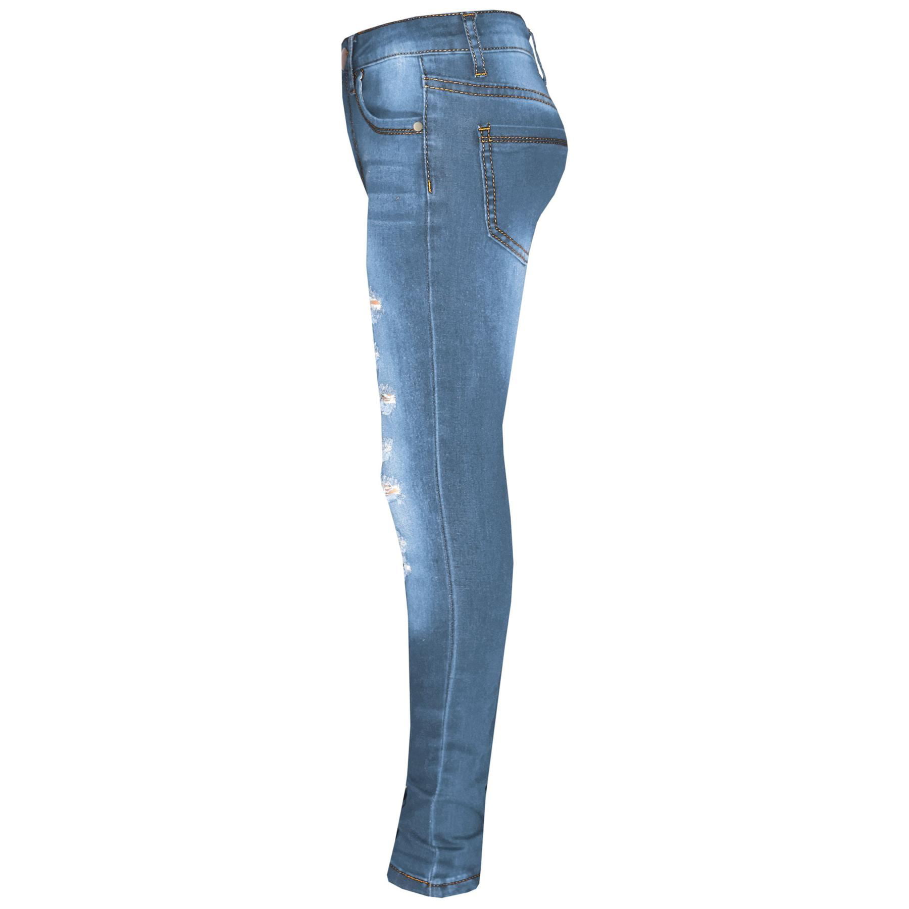 A2Z 4 Kids Girls Denim Ripped Skinny Jet Black Jeans Lightweight Comfort  Pants