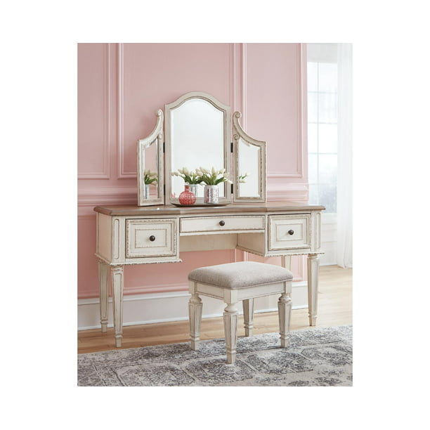 Signature Design By Ashley Realyn, White Vanity With Mirror