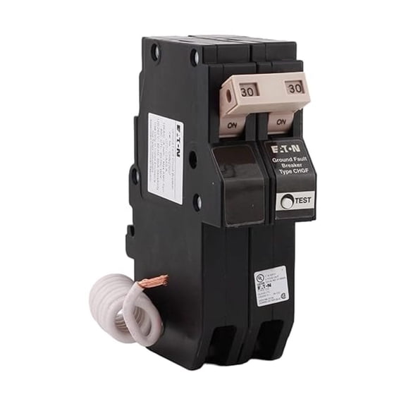 CHN230GF 30 Amp Double Pole GFCI Ground Fault Circuit Breaker, Pigtail Neutral, 240V, 10kAIC, UL Listed (1)