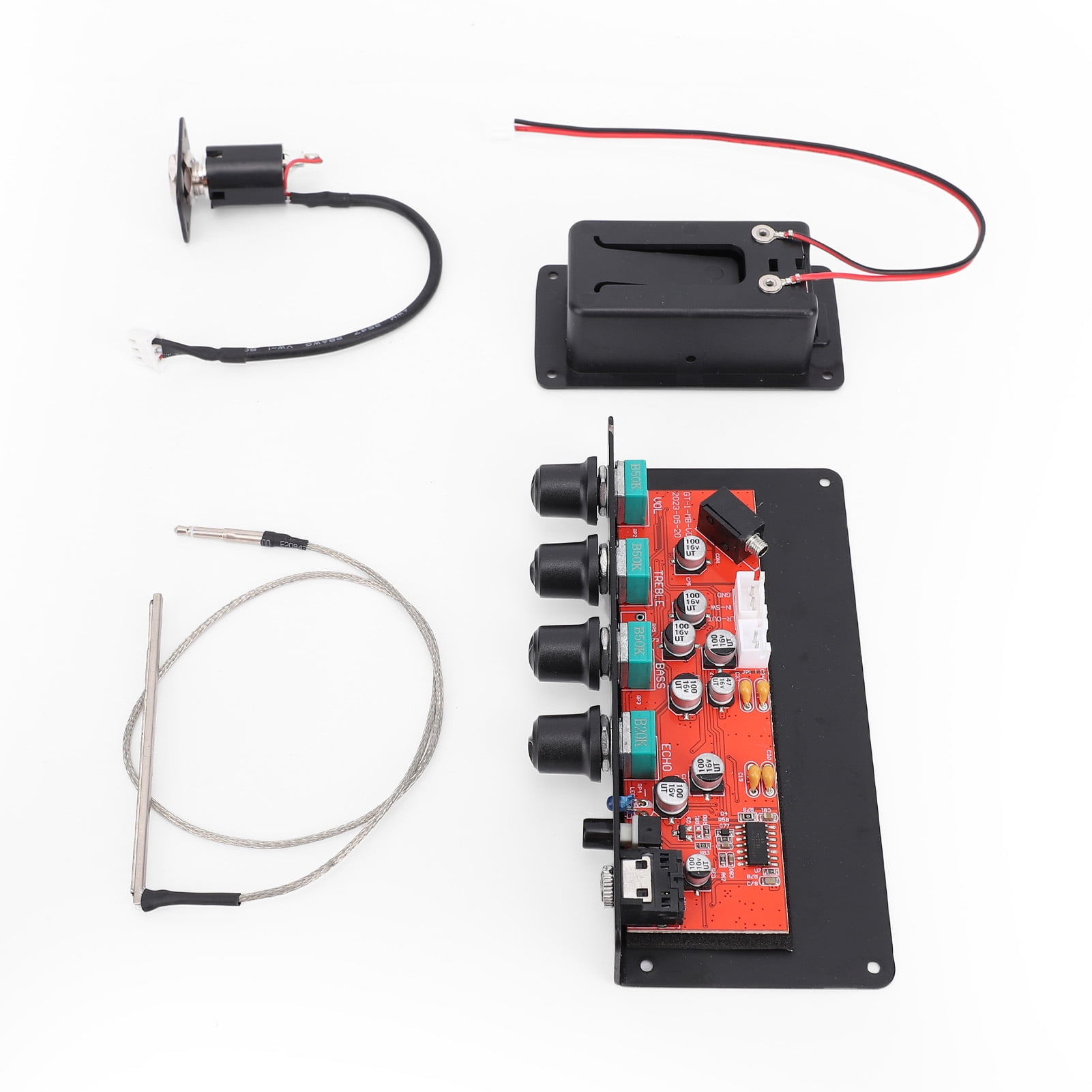 YAHHU VOICE GUARD QA-2 Silent Guitar Piezo Pickup with Headphone Monitoring Mode, Multi-Dimensional EQ Control & Built-In Delay Effect for Acoustic & Classical Guitars, Black