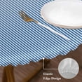 thumbnail image 3 of Blue Striped Round Tablecloth, Fitted Table Cover with Elastic for 55"-60" Round Tables, Modern Minimalist Ombre Vertical Stripes Table Cloth Outdoor Indoor Dinning Party Waterproof Tablecloths, 3 of 7