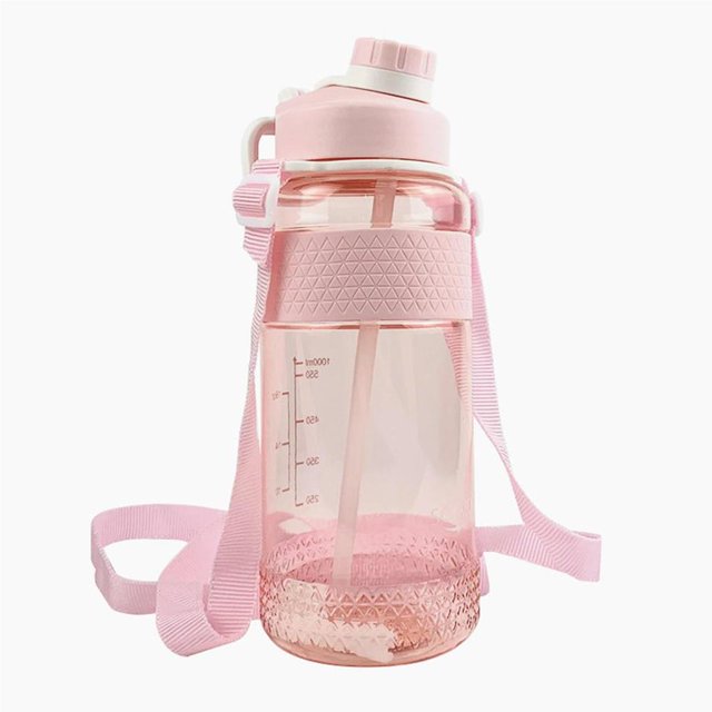 Naiovety Botella de agua deportiva con pajita Botellas de agua de gran capacidad con marcador para acampar Fitness Gimnasio Deportes al aire libre Escalada No.1 Naiovety OD014866-01