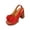 Red, variant on Women Block Heel Sandals Bow Peep Toe Slingback Adjustable Buckle Strap Casual Summer High Heel Shoes