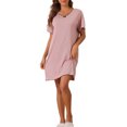 thumbnail image 2 of INSPIRE CHIC Women's Nightgowns Soft Ruffled Sleepwear Short Sleeve Sleep Shirt Short Nightshirt with Bow-Knot M Pink, 2 of 6